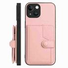 For iPhone 13 Button Card Bag RFID Anti-theft Phone Case(Pink) - 2