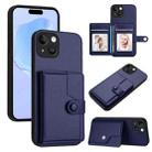 For iPhone 13 Button Card Bag RFID Anti-theft Phone Case(Blue) - 1