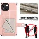 For iPhone 13 mini Button Card Bag RFID Anti-theft Phone Case(Pink) - 3