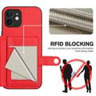 For iPhone 12 Button Card Bag RFID Anti-theft Phone Case(Red) - 3