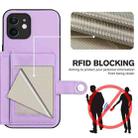 For iPhone 12 Button Card Bag RFID Anti-theft Phone Case(Purple) - 3