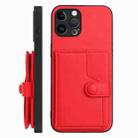 For iPhone 12 Pro Button Card Bag RFID Anti-theft Phone Case(Red) - 2