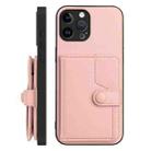 For iPhone 12 Pro Max Button Card Bag RFID Anti-theft Phone Case(Pink) - 2