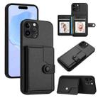 For iPhone 12 Pro Max Button Card Bag RFID Anti-theft Phone Case(Black) - 1