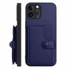 For iPhone 12 Pro Max Button Card Bag RFID Anti-theft Phone Case(Blue) - 2