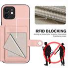 For iPhone 12 mini Button Card Bag RFID Anti-theft Phone Case(Pink) - 3