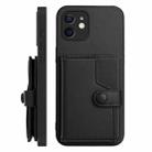 For iPhone 12 mini Button Card Bag RFID Anti-theft Phone Case(Black) - 2