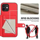 For iPhone 12 mini Button Card Bag RFID Anti-theft Phone Case(Red) - 3