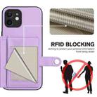 For iPhone 12 mini Button Card Bag RFID Anti-theft Phone Case(Purple) - 3
