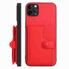 For iPhone 11 Pro Max Button Card Bag RFID Anti-theft Phone Case(Red) - 2