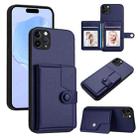 For iPhone 11 Pro Max Button Card Bag RFID Anti-theft Phone Case(Blue) - 1