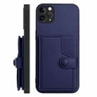 For iPhone 11 Pro Max Button Card Bag RFID Anti-theft Phone Case(Blue) - 2
