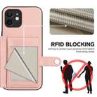 For iPhone 11 Button Card Bag RFID Anti-theft Phone Case(Pink) - 3