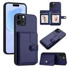 For iPhone 11 Pro Button Card Bag RFID Anti-theft Phone Case(Blue) - 1