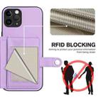 For iPhone 11 Pro Button Card Bag RFID Anti-theft Phone Case(Purple) - 3