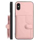 For iPhone XS / X Button Card Bag RFID Anti-theft Phone Case(Pink) - 2