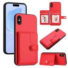 For iPhone XS / X Button Card Bag RFID Anti-theft Phone Case(Red) - 1