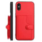 For iPhone XS / X Button Card Bag RFID Anti-theft Phone Case(Red) - 2