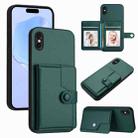 For iPhone XS / X Button Card Bag RFID Anti-theft Phone Case(Green) - 1