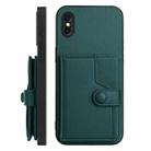 For iPhone XS / X Button Card Bag RFID Anti-theft Phone Case(Green) - 2