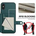 For iPhone XS / X Button Card Bag RFID Anti-theft Phone Case(Green) - 3