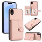 For iPhone XR Button Card Bag RFID Anti-theft Phone Case(Pink) - 1