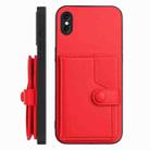 For iPhone XS Max Button Card Bag RFID Anti-theft Phone Case(Red) - 2