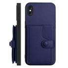 For iPhone XS Max Button Card Bag RFID Anti-theft Phone Case(Blue) - 2