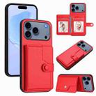 For iPhone 17 Pro Button Card Bag RFID Anti-theft Phone Case(Red) - 1