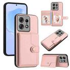 For Motorola Edge 50 Pro Button Card Bag RFID Anti-theft Phone Case(Pink) - 1