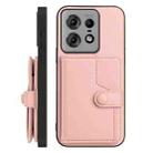 For Motorola Edge 50 Pro Button Card Bag RFID Anti-theft Phone Case(Pink) - 2