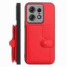 For Motorola Edge 50 Pro Button Card Bag RFID Anti-theft Phone Case(Red) - 2