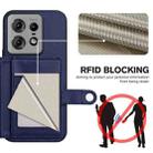 For Motorola Edge 50 Pro Button Card Bag RFID Anti-theft Phone Case(Blue) - 3