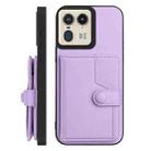 For Motorola Moto X50 Ultra Button Card Bag RFID Anti-theft Phone Case(Purple) - 2