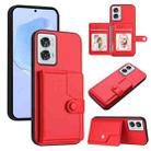 For Motorola Edge 50 Fusion Button Card Bag RFID Anti-theft Phone Case(Red) - 1