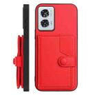 For Motorola Edge 50 Fusion Button Card Bag RFID Anti-theft Phone Case(Red) - 2