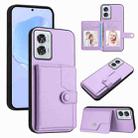 For Motorola Edge 50 Fusion Button Card Bag RFID Anti-theft Phone Case(Purple) - 1