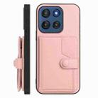 For Motorola Edge 60 Stylus 5G Button Card Bag RFID Anti-theft Phone Case(Pink) - 2