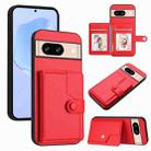 For Google Pixel 8 Button Card Bag RFID Anti-theft Phone Case(Red) - 1