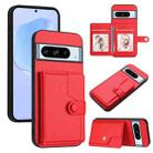 For Google Pixel 8 Pro Button Card Bag RFID Anti-theft Phone Case(Red) - 1