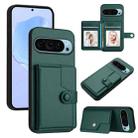 For Google Pixel 9 Button Card Bag RFID Anti-theft Phone Case(Green) - 1