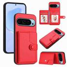 For Google Pixel 9 Pro Button Card Bag RFID Anti-theft Phone Case(Red) - 1