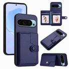 For Google Pixel 9 Pro Button Card Bag RFID Anti-theft Phone Case(Blue) - 1