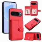 For Google Pixel 10 / 10 Pro Button Card Bag RFID Anti-theft Phone Case(Red) - 1
