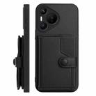 For Huawei Pura 70 Button Card Bag RFID Anti-theft Phone Case(Black) - 2