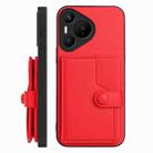 For Huawei Pura 70 Button Card Bag RFID Anti-theft Phone Case(Red) - 2