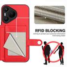 For Huawei Pura 70 Button Card Bag RFID Anti-theft Phone Case(Red) - 3