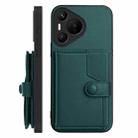 For Huawei Pura 70 Button Card Bag RFID Anti-theft Phone Case(Green) - 2