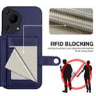 For Huawei Pura 70 Ultra Button Card Bag RFID Anti-theft Phone Case(Blue) - 3