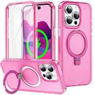 For iPhone 15 Pro Max Frosted Skin Feel MagSafe Holder 360 Full Body Phone Case(Rose Red) - 1